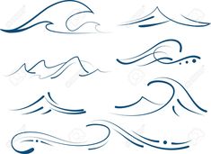 set of stylized waves on white background