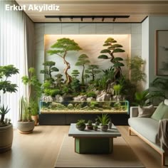 a living room filled with lots of plants