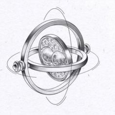 a drawing of an object with two circles around it