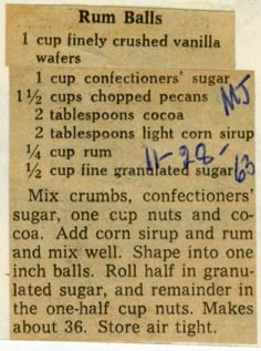 an old recipe for rum balls