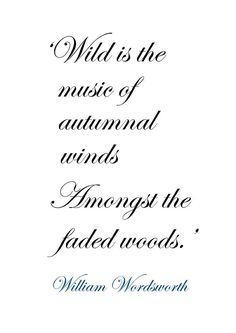 a quote that reads, wild is the music of animal winds amongst the faded woods