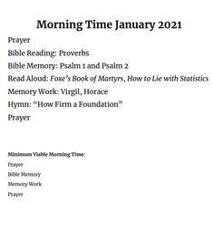 the morning time january 2021 prayer list