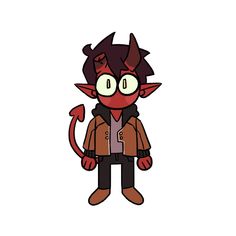 a cartoon character with horns and glasses