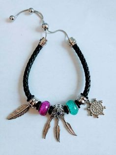 Women's Charm Stainless Steel  Beaded leather  Adjustable Bracelet Chain adjustable 8"- 10" Leather Charm Bracelets, Bracelet Chain, Bead Leather, Bracelets And Charms, Adjustable Bracelet, Charm Bracelets, Fashion Watches, Jewelry Watches, Jewelry Bracelets