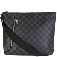 Louis Vuitton Damier Graphite 'Mick PM' Messenger Bag Luxury Shop, Black Canvas, Authentic Louis Vuitton, Louis Vuitton Damier, Zipper Pocket, Messenger Bag, Silver Tone, Dust Bag