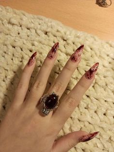 Trendy Halloween Nails, Spooky Manicure, Halloween Nails Ideas, Cnd Nail Polish, Vampire Nails, Punk Nails, Grunge Nails, Proof Of Concept