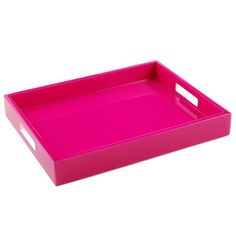 a bright pink tray with handles