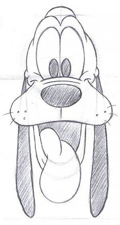 a drawing of pluto the dog with his tongue sticking out from behind it's head