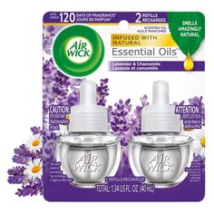 air wick lavender essential oil refills, 2 fl oz each - pack of 2