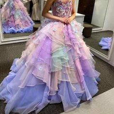 Wedding Dress Colorful, Rainbow Dresses, Purple Prom, Strapless Evening Dress, Gown Bridal, Bridal Ball Gown, Dresses Ball Gown, Purple Prom Dress, Prom Ideas