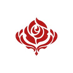 a red rose logo on a white background