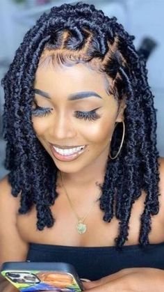 Butterfly Locs Styles, African Braids Hairstyles Pictures, Bob Braids Hairstyles, Locs Styles, Butterfly Locs, Faux Locs Hairstyles, Braided Cornrow Hairstyles, Natural Hair Twists, Quick Braided Hairstyles