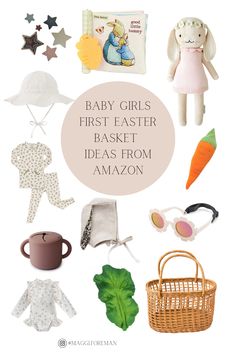 Easter basket ideas from Amazon for a baby girl. Non candy basket ideas, toys that will last and lots of summer items. 4 Month Old Easter Basket Ideas, 1st Easter Basket Girl, 6 Month Old Easter Basket Ideas, Candy Basket Ideas, Baby Girl Easter Basket, Easter Basket For Baby, First Easter, Newborn Easter Basket, Christian Easter Basket