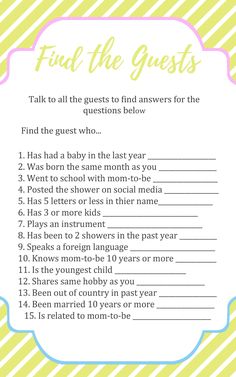 Baby Shower Ice Breaker Games Baby Shower Ice Breaker Games, Baby Shower Questionnaire, Baby Shower Games For Large Groups, Carnival Baby Showers, Baby Shower Outfit For Guest, Baby Lamb Baby Shower, Baby Shower Cake Pops, Baby Pool