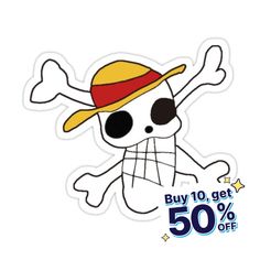 a sticker with a skull wearing a hat