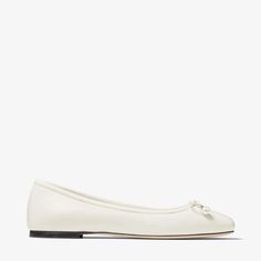 ELME FLAT | Latte Nappa Leather Flats with Pearl Embellishment | Summer Collection | JIMMY CHOO Event Shoes, Knee Boots Flat, Luxury Flats, Bridal Shoes Flats, Modern Wardrobe, Leather Bows, Jimmy Choo Shoes, Ballerina Flats, Pearl Studs