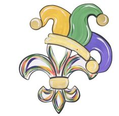 a drawing of a mardi gras hat with fleur de lis on it