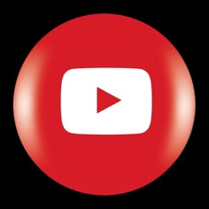 a red and white button with the youtube logo on it's bottom right corner