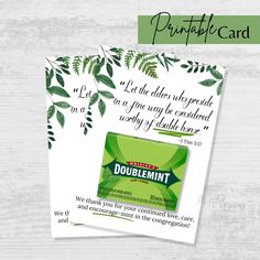 two green business cards with the words doblemint on them and an image of leaves