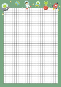 a blank paper with space and rockets on it