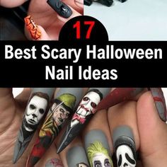 Halloween Horror Nail Designs, Scary Nails Halloween, Unique Halloween Nail Designs, Halloween Nail Ideas 2024, Horror Movie Nails Halloween, Scary Nail Art Halloween, Spooky Nail Designs Ideas For Halloween, Halloween Nail Art 2024, Skull Nails Design