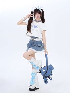 ❤︎Butterfly Dream Back Ribbon Slim Short T-Shirt❤︎ Korean Poses, Cool Bow Ties, 2000s Japanese Fashion, Steampunk Fashion Male, Gothic Skirts, Fluffy Skirt, Punk Girl, Short T Shirt, Girls Sweet