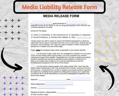 the media release form with arrows pointing to it