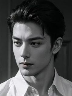 a young man in a white shirt and tie looking at the camera with an intense look on his face