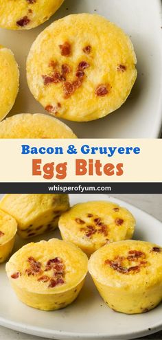 Bacon and gruyere egg bites on a plate. Egg Bites In The Oven, Make Egg Bites, Starbucks Sous Vide Egg Bites, Starbucks Egg Bites Recipe, Sous Vide Egg Bites, Starbucks Sous Vide Eggs, Eggs In Oven, Mediterranean Breakfast, Sous Vide Egg