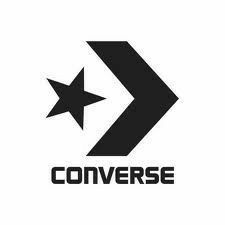 the converse logo is black and white with a star on it's left side