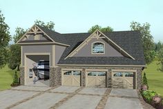 this is an artist's rendering of the garage and living area for these two - car garage plans