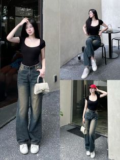 Neat Casual Outfits, Shirts Women Fashion, Korean Girl Fashion, Simple Trendy Outfits, College Fashion, Simple Outfits, New Outfits, Aesthetic Clothes