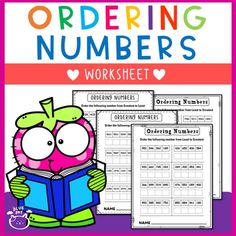 ordering numbers worksheet with an owl holding a book in front of it and the words ordering numbers