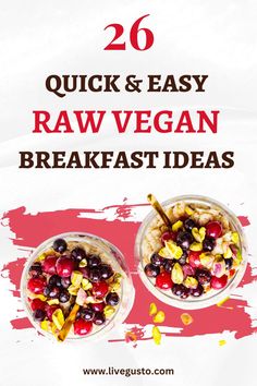 Breakfast ideas and recipes for people following a raw vegan diet. The blog includes a list of 26 easy raw vegan breakfast options Raw Vegan Meal Plan, Raw Veganism, Raw Food Recipes Breakfast, Raw Vegan Breakfast, Vegan Breakfast Ideas, Raw Breakfast, Vegan Breakfast Options