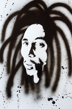 a black and white drawing of a person with dreadlocks on it's head