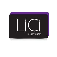 a black and purple gift card with the word lici on it