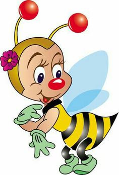 a cartoon bee with a flower on its head