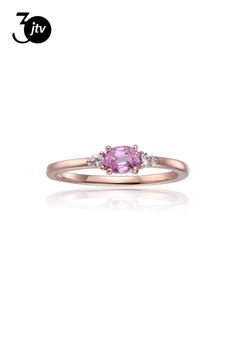 Pink and White Sapphire 14K Rose Gold Over Sterling Silver Dainty Ring, 0.53ctw Pink Sapphire Band, Sapphire Band, Dainty Ring, White Sapphire, Pink Sapphire, Pink And White, Sapphire, Wedding Rings, Rose Gold