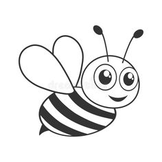 a cute bee with big eyes on a white background royalty illustration