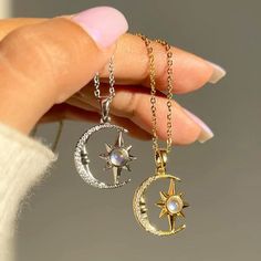 jupiter galaxy – jupiter renae Steel Light, Moonstone Pendant Necklace, Zircon Necklace, Ring Chain, Star Pendant Necklace, Moon And Star, Moon Star