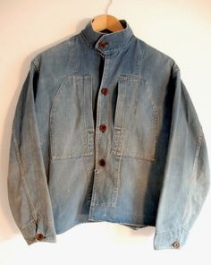 1940's french chore jkt.  Unusual collar and nice pockets. French Workwear, Denim Inspiration, Chore Coat, Workwear Jacket, Work Jacket, Chore Jacket, Mode Inspo