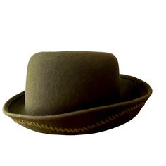 Vintage jennifer moore  100% wool  color: olive made in italy Green Wool Felt Hat With Curved Brim, Olive Green Felt Hat, Green Military Hat With Curved Brim, Olive Green Hat, Brown Military Brimmed Hat, Vintage Brown Fur Felt Hat, Green Hat, Green Hats, Atlanta Ga