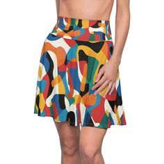 Important Note: Order before November 21st to arrive in time for Christmas! Vibe in style with this colorful festival Skirt in a unique Mid Century Modern Art-inspired pattern. It's full of lots of fun colors and shapes. Made from soft materials and featuring a flattering silhouette, this skirt is both comfortable and fashionable.  Get ready for an unforgettable night with this unique festival skater skirt! Features: 🌙 A unique blend of 95% Polyester 5% Spandex makes for a super comfortable all Art Skirt, Colorful Festival, Festival Skirt, Mcm Art, Elastic Skirt, Christmas Vibe, Festival Skirts, Colorful Abstract Art, Rave Festival