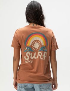 Roxy Painted Surf Boyfriend Tee. Graphic Screened At Left Chest And Back. Ribbed Crew Neckline. Short Sleeve. Oversized Fit. 100% Cotton. Machine Wash. Imported. Model Is Wearing A Size Small. Model Measurements:height: 5'7" Bust: 34"waist: 25"hips: 34.5" Overalls Boys, Chino Pants Women, Wwe T Shirts, Flannel Sweatshirt, Retro Surf, Graphic Trends, Surf Tshirt, Boys Graphic Tee, Girls Graphic Tee