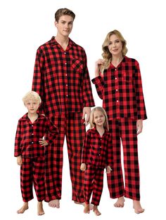 PRICES MAY VARY. Material: Family pajamas made with a blend of 80% polyester and 20% cotton for a comfortable and durable fit that lasts. Family Pjs Matching Sets：Pajamas for family are available in sizes for women,men and kids.and warm with your family during the cold weather. Wearing Design:Family pjs matching sets consist of the button-down long-sleeve top suits use top buttons and elastic waist pants,which are light and breathable for home wear.No pilling,No fading No shrink and wrinkle free Mother Father And Baby, Mens Christmas Pajamas, Dirndl Outfit, Holiday Pjs, Plaid Set, Matching Family Christmas Pajamas, Baby Overall, Father And Baby, Family Pajama Sets