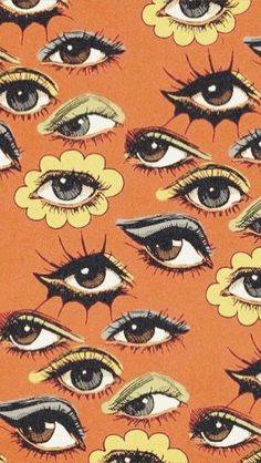 an orange background with many different types of eyes