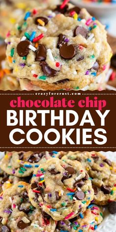 The Best Chocolate Chip Birthday Cookies to make for an ultimate fun treat for best dessert recipes and yummy cookies! This one-bowl wonder is packed with chocolate chips and rainbow sprinkles for a colorful, joyful bite. Perfect for making birthdays or any celebrations extra special!