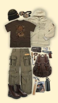 Apocalypse Style Clothing, Survival Outfit Male, Zombie Apocalypse Outfits Aesthetic Men, Apocalypse Clothes Men, Twd Outfits Male, Apocalyptic Outfit Men, Post Apocalyptic Outfit Men, Apocolypse Aesthic Outfits, Post Apocalypse Outfit Male