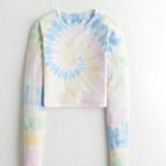 New With Tags Hollister Girls Tie Dye Tshirt Size Large Cropped Long Sleeve Shirt, Tie Dye Tshirt, Girls Tshirt, Pastel Tie Dye, Girls Tie, Cropped Long Sleeve, Teen Clothing, Tie Dye Long Sleeve, Indigo Dye