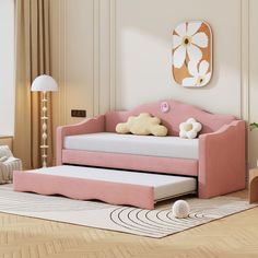 Twin Size Upholstered Daybed with Wave-shaped Trundle